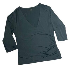 COLDWATER CREEK | Women's Black Slinky Knit Faux Wrap Blouse | Size 1X